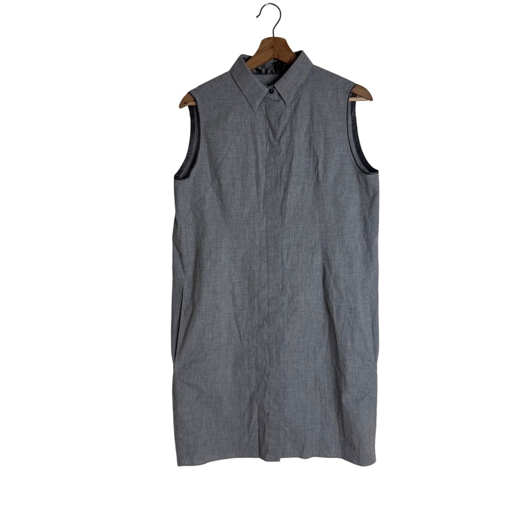 Rag & Bone Womens Sleeveless Shirt Dress‎ Gray Cotton Silk Trim Size M